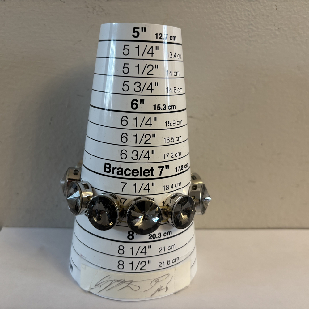 Statement Chunky Gunmetal Tone Faux Black Diamond Bracelet